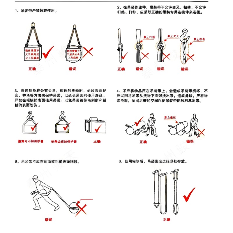 起重吊装带安全使用规范图解（怎么用）